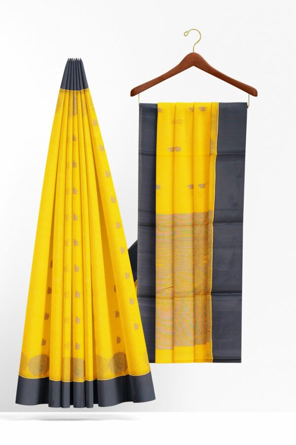 Yellow saree with black border - Image 2