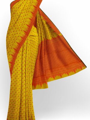 Yellow saree with orange border