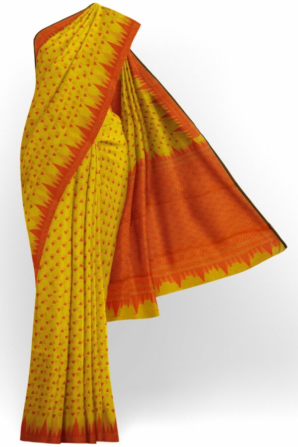 Yellow saree with orange border