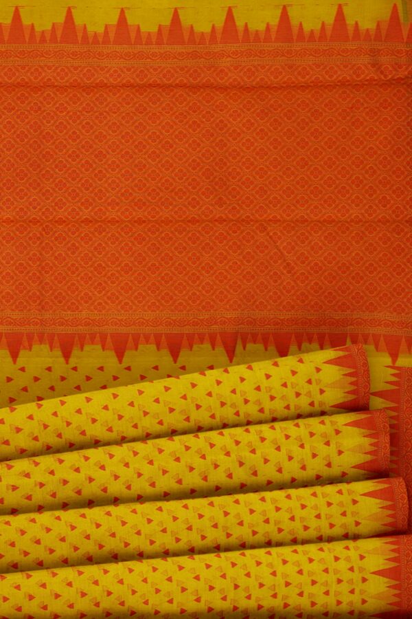 Yellow saree with orange border - Image 4