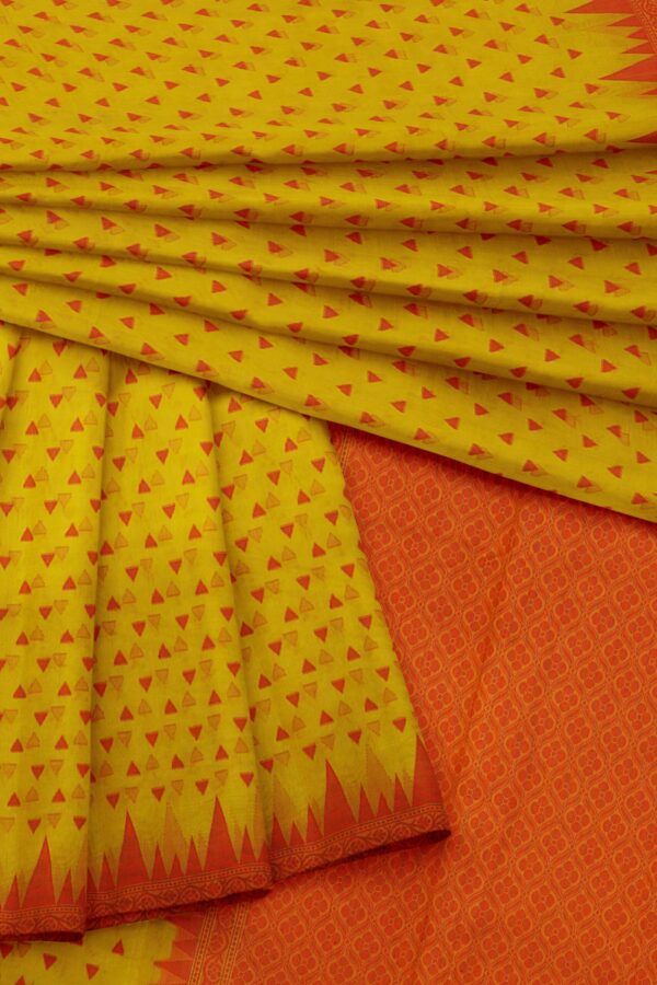 Yellow saree with orange border - Image 5