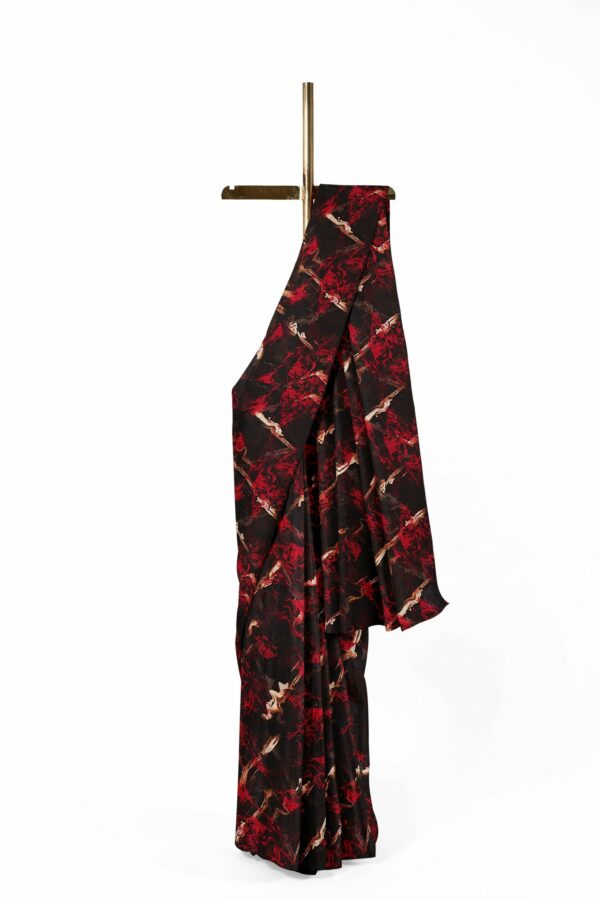 Black red saree with black red border - Image 2