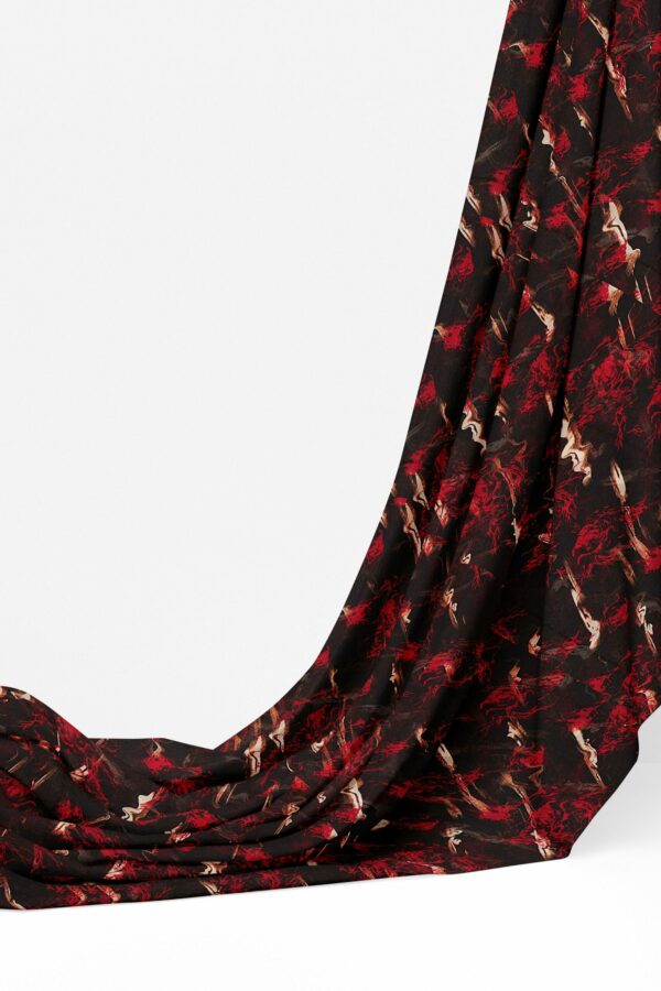 Black red saree with black red border - Image 3