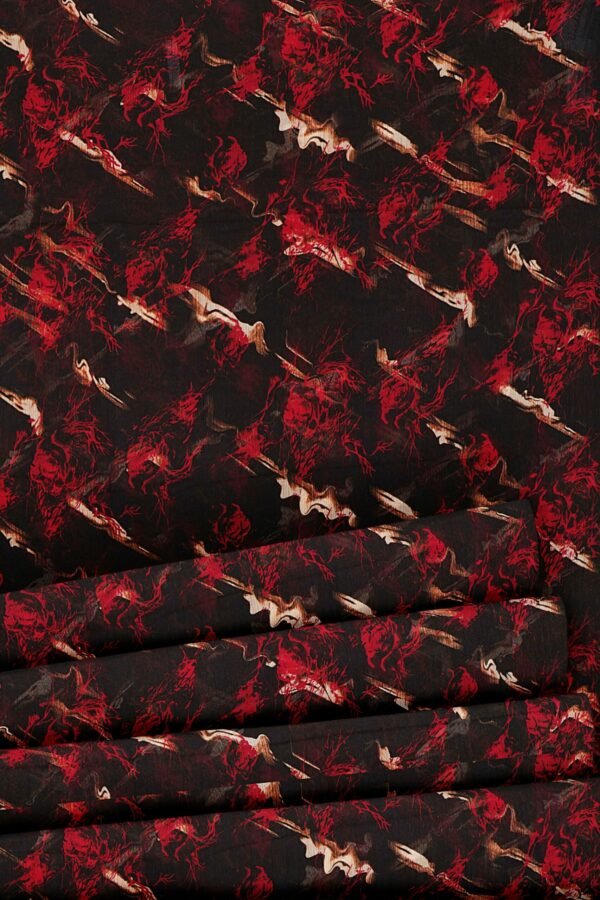 Black red saree with black red border - Image 4