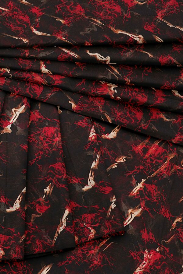 Black red saree with black red border - Image 5