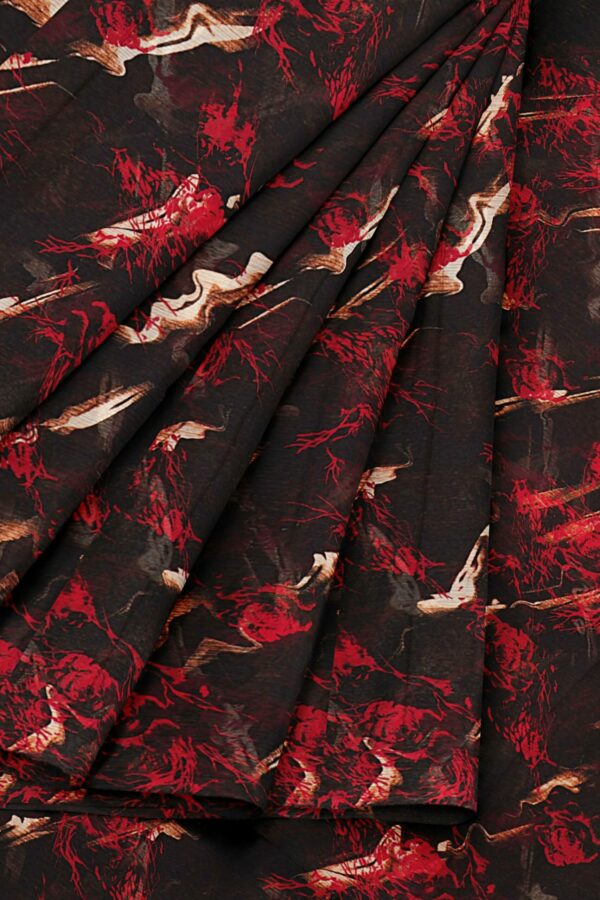 Black red saree with black red border - Image 6