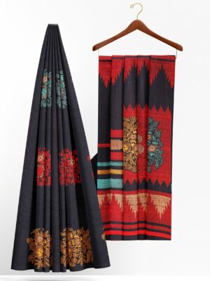 Black saree with black border