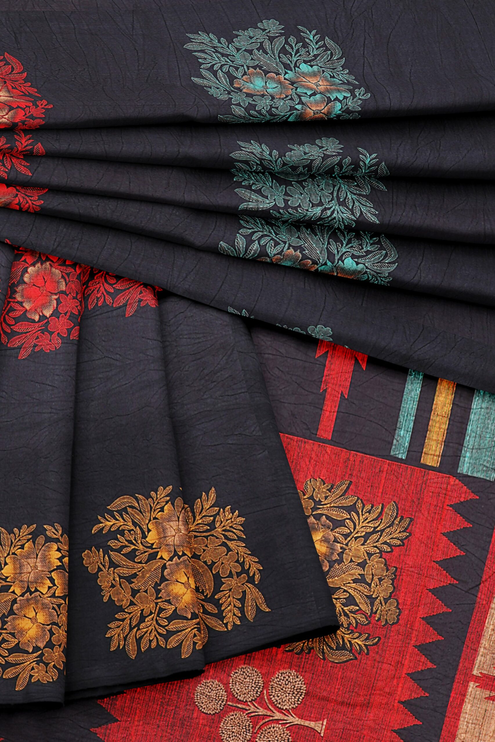 Black saree with black border - Image 5