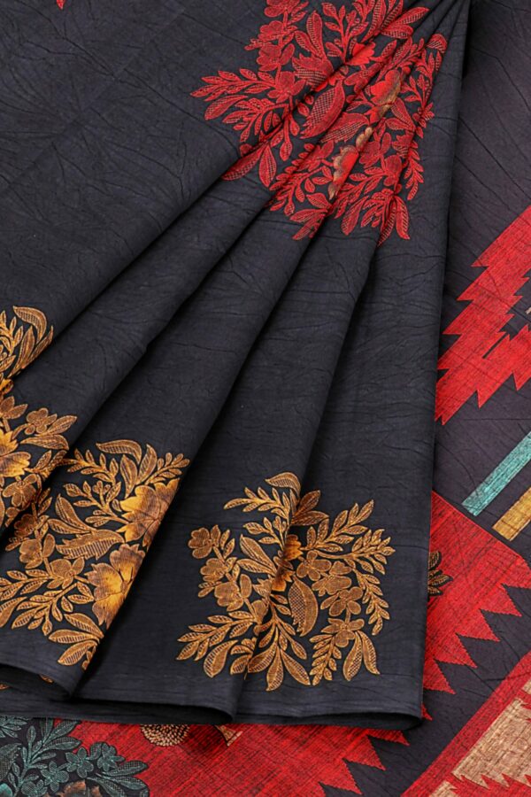 Black saree with black border - Image 6