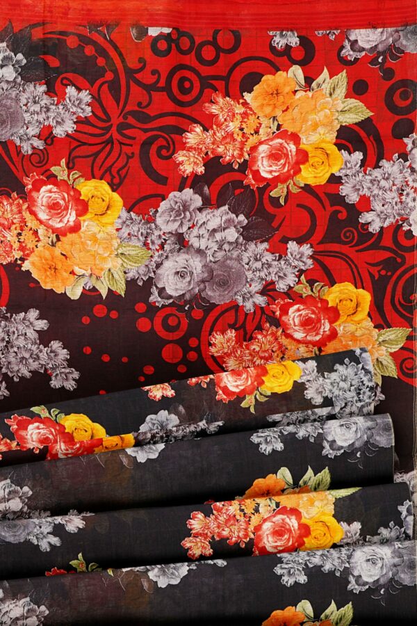 Black saree with floral border - Image 4