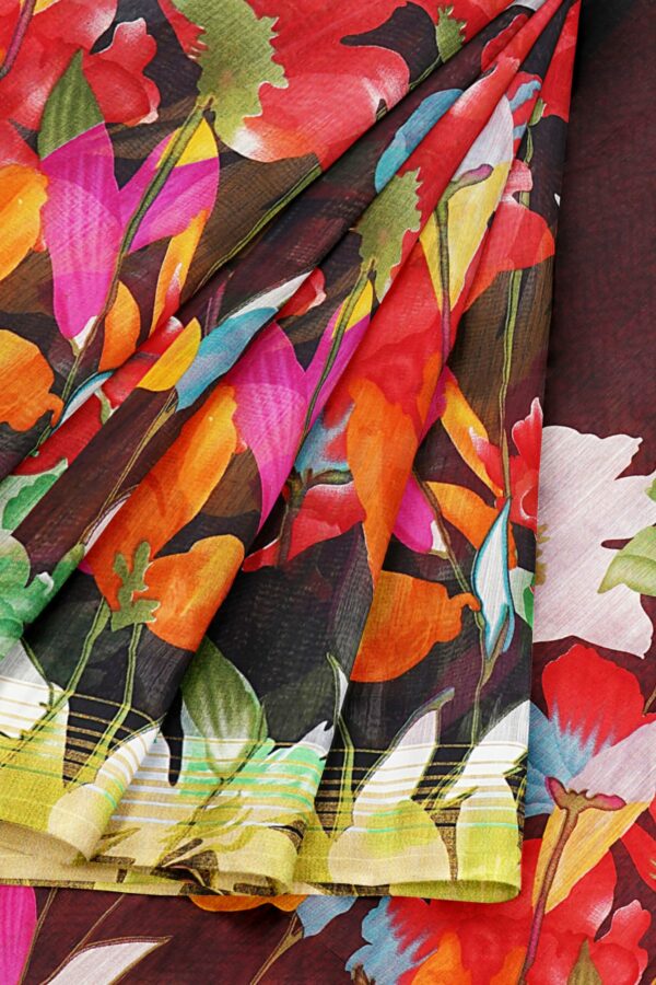 Black saree with Yellow border - Image 6