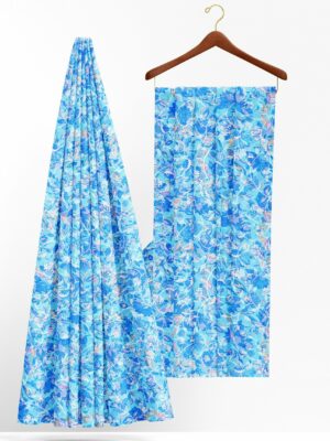 Blue floral saree with blue floral border