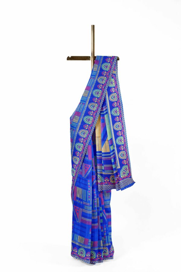 Blue saree with blue border - Image 2