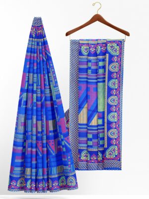 Blue saree with blue border