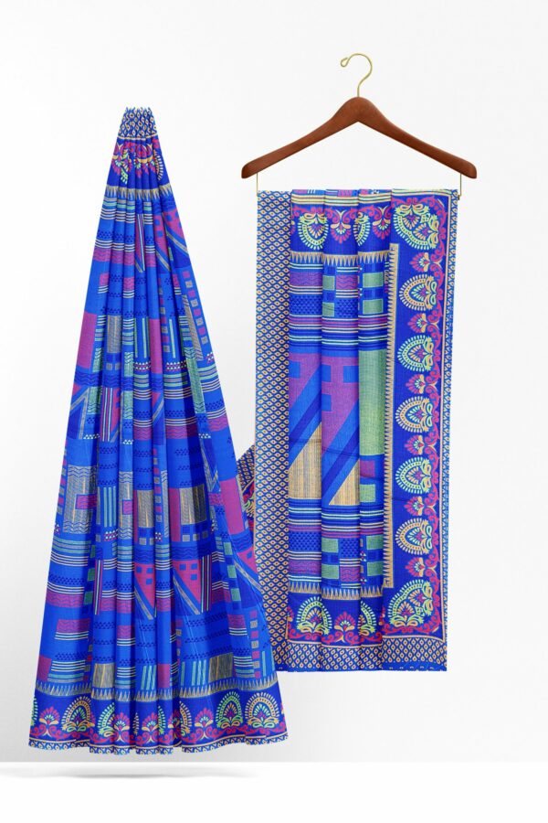 Blue saree with blue border