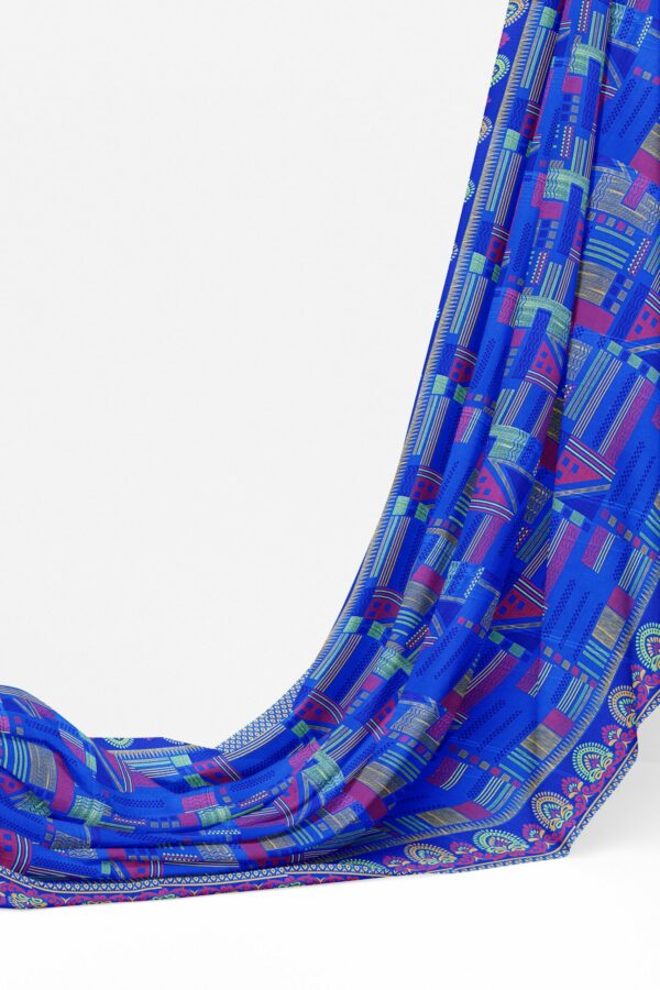 Blue saree with blue border - Image 3