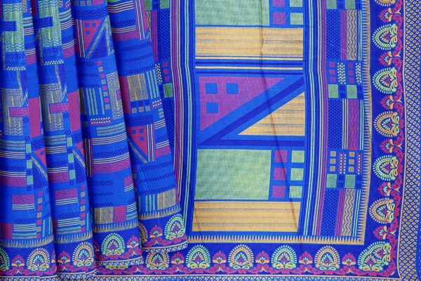 Blue saree with blue border - Image 4