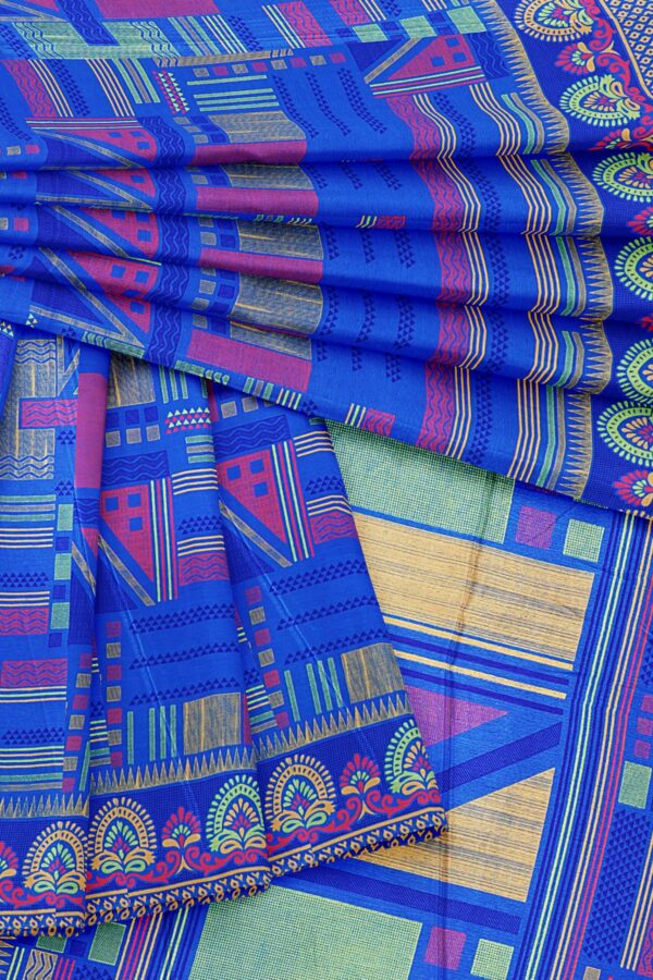 Blue saree with blue border - Image 5