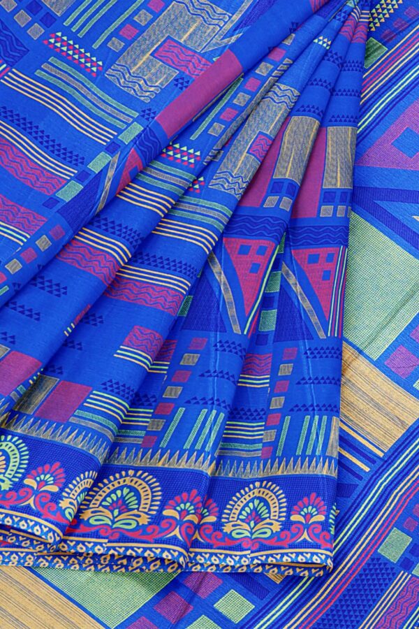 Blue saree with blue border - Image 6