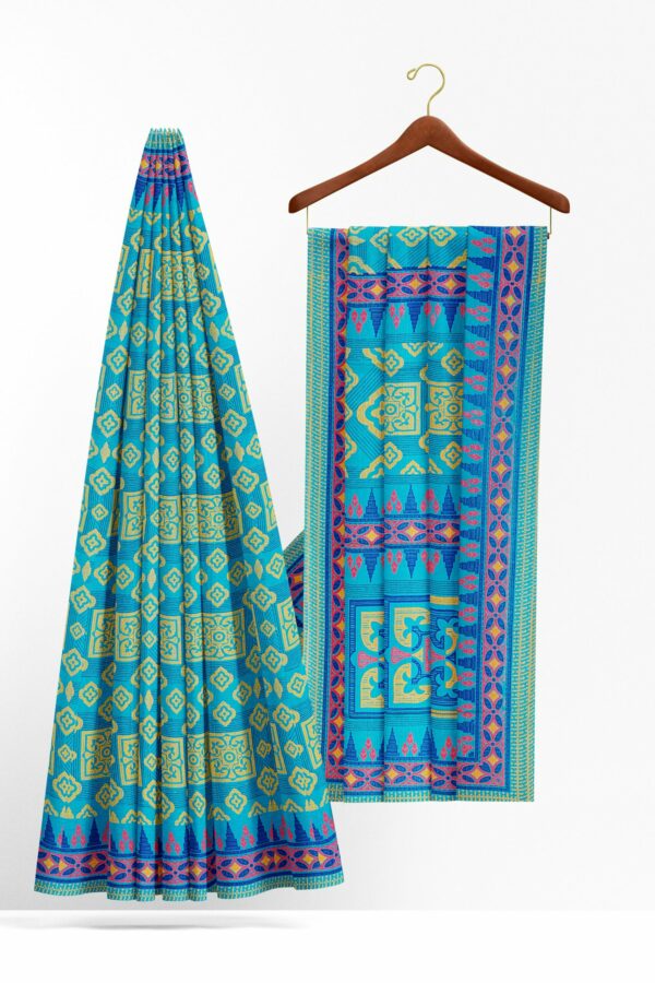 Blue saree with blue border