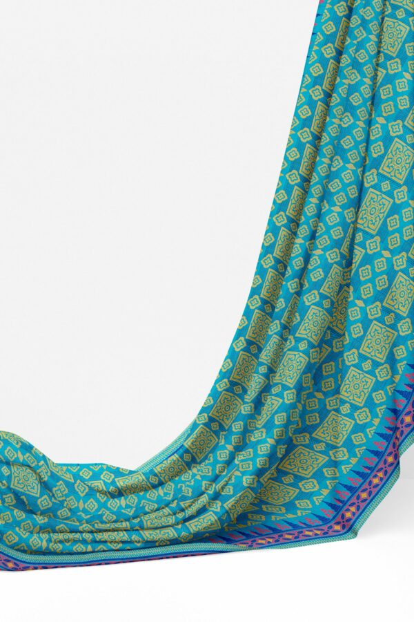Blue saree with blue border - Image 3