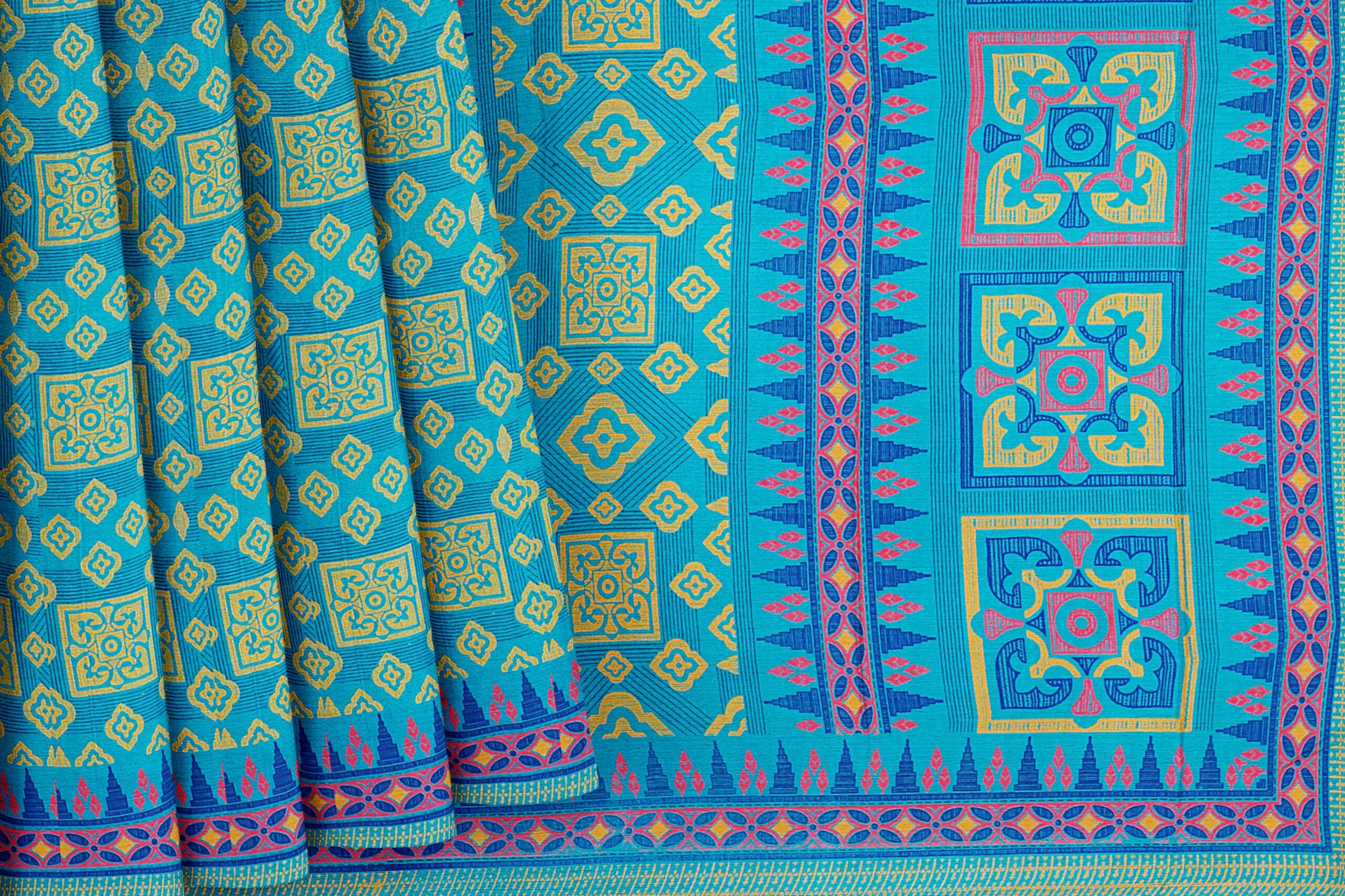 Blue saree with blue border - Image 4