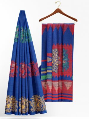 Blue saree with blue border