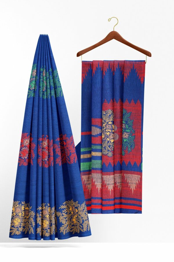 Blue saree with blue border