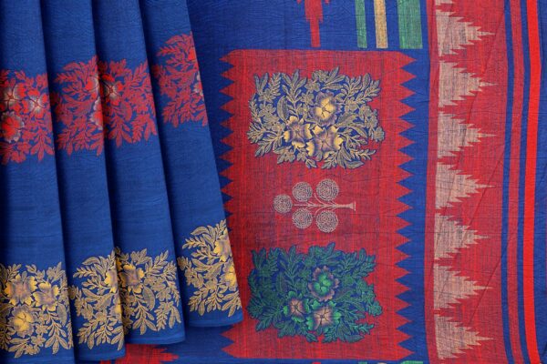 Blue saree with blue border - Image 4