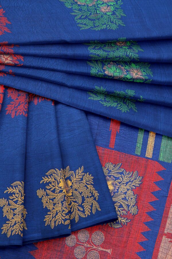 Blue saree with blue border - Image 5