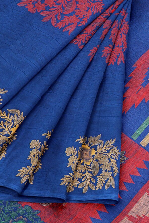 Blue saree with blue border - Image 6