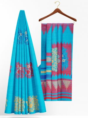 Blue saree with blue border