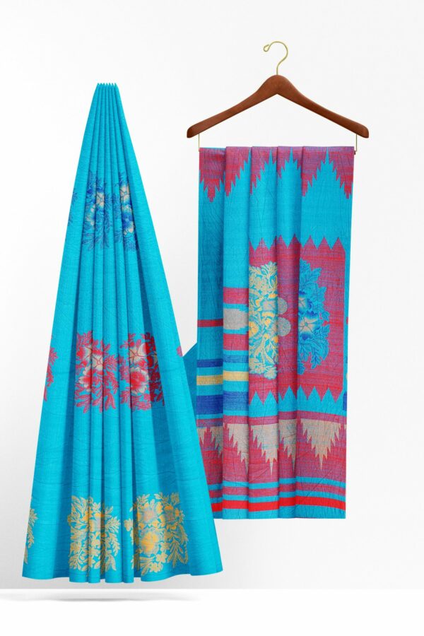 Blue saree with blue border