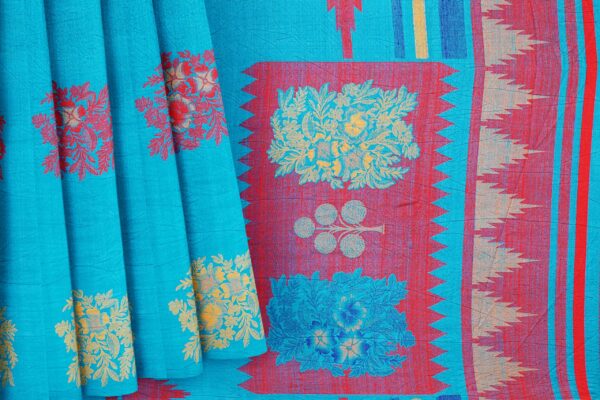 Blue saree with blue border - Image 4
