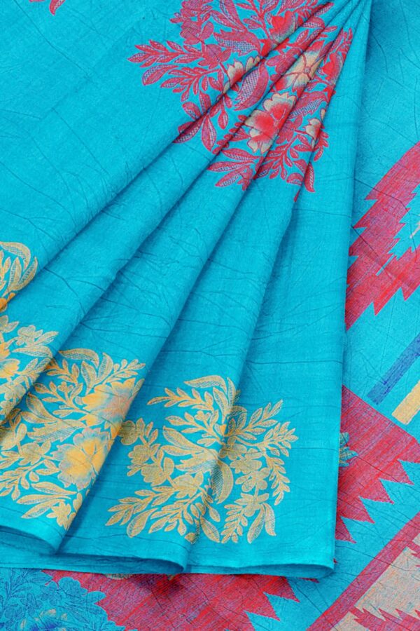 Blue saree with blue border - Image 6