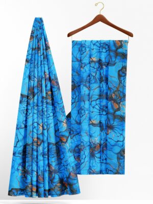 Blue saree with blue border