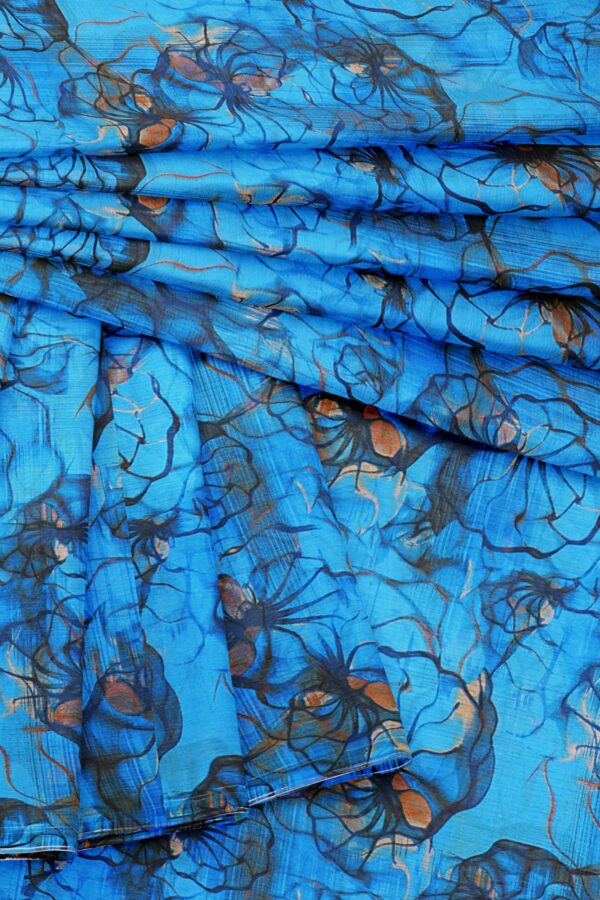 Blue saree with blue border - Image 5