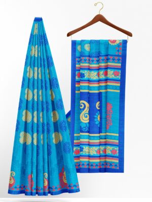 Blue saree with dark blue border