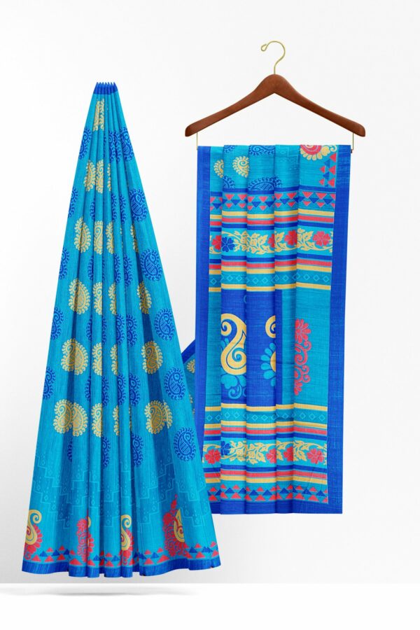 Blue saree with dark blue border