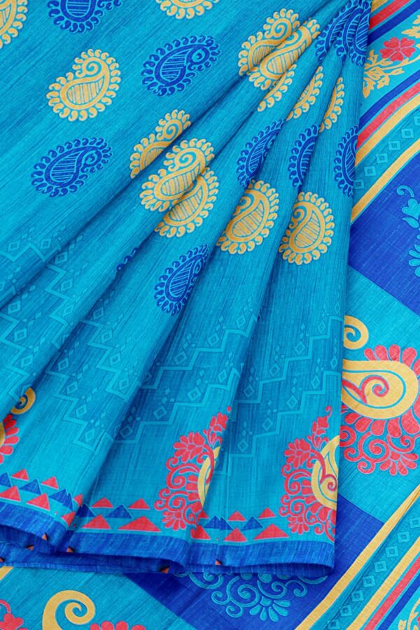 Blue saree with dark blue border - Image 6