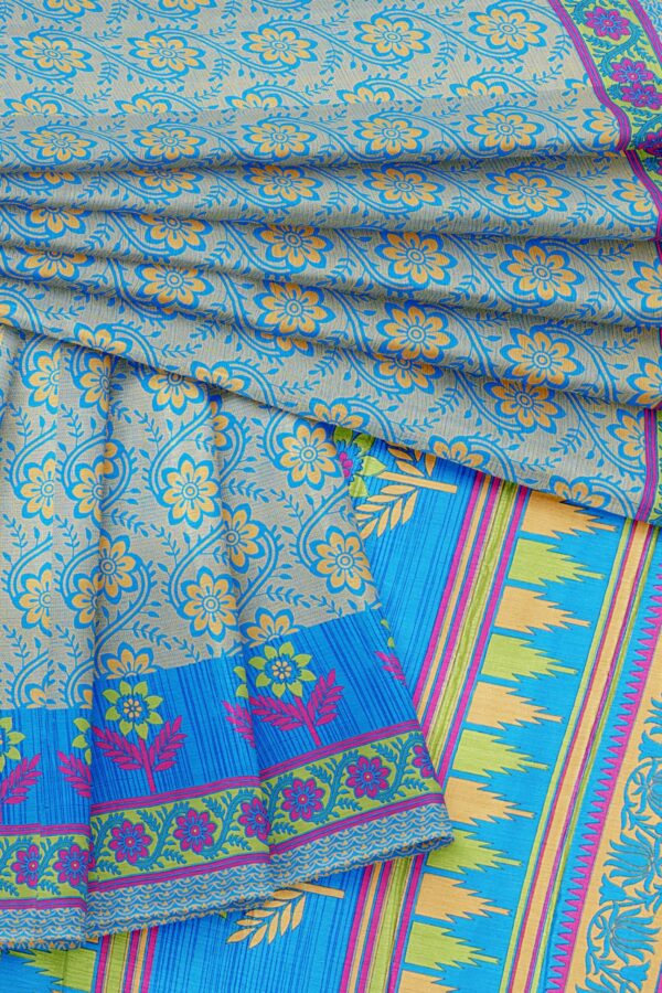 Blue saree with green border - Image 5
