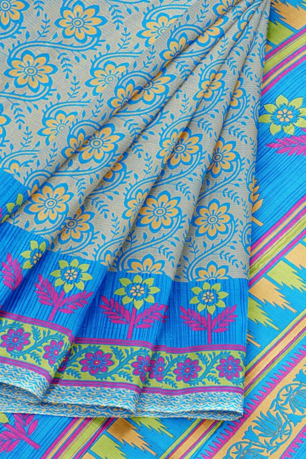 Blue saree with green border - Image 6