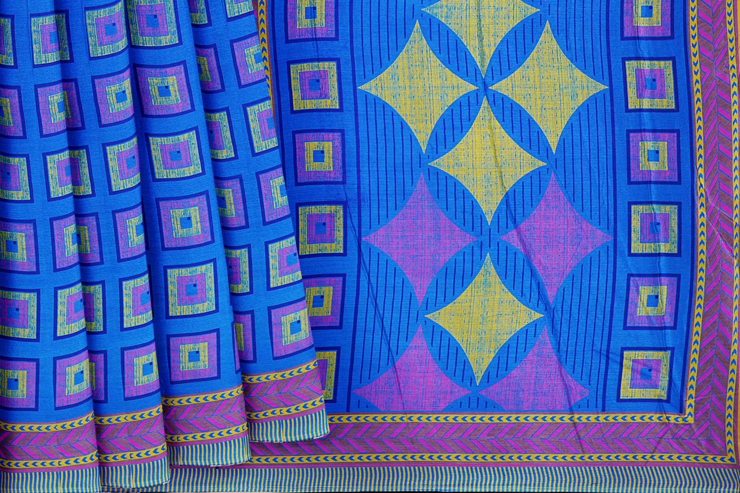 Blue saree with purple border - Image 4