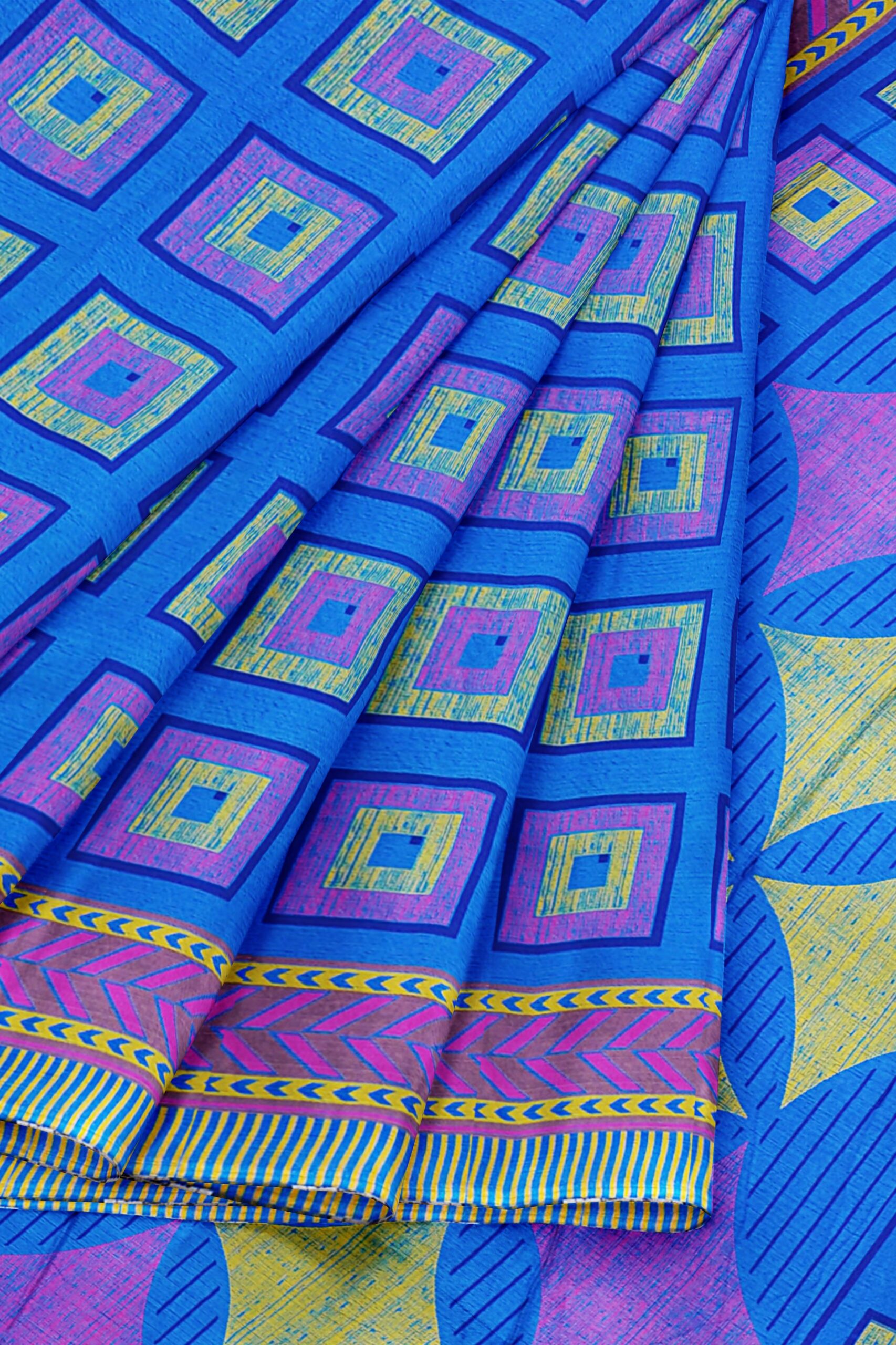 Blue saree with purple border - Image 6