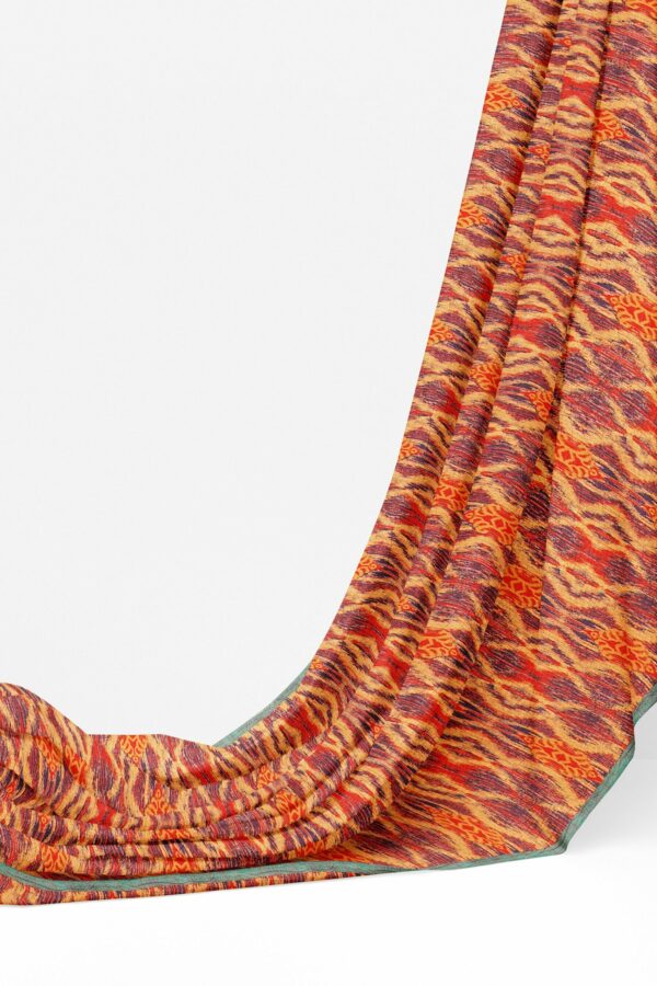 Brown saree with blue border - Image 3