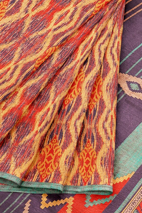 Brown saree with blue border - Image 6