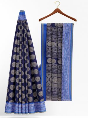 Dark blue saree with blue border