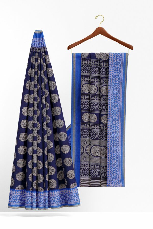 Dark blue saree with blue border