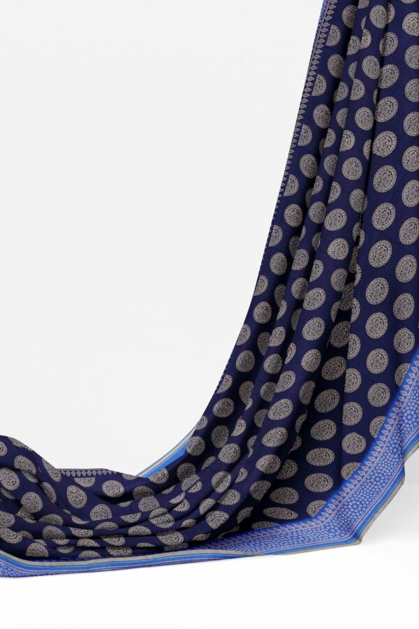 Dark blue saree with blue border - Image 3