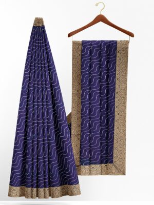 Dark blue saree with golden colour border